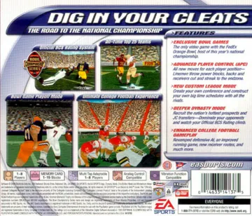 NCAA Football 2001 (US) box cover back